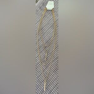 Gold Layered Necklace with Bar Pendant W4